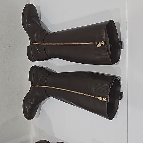 Michael Kors knee high boot Brown MK logo low heel Size 9 - Picture 8 of 11